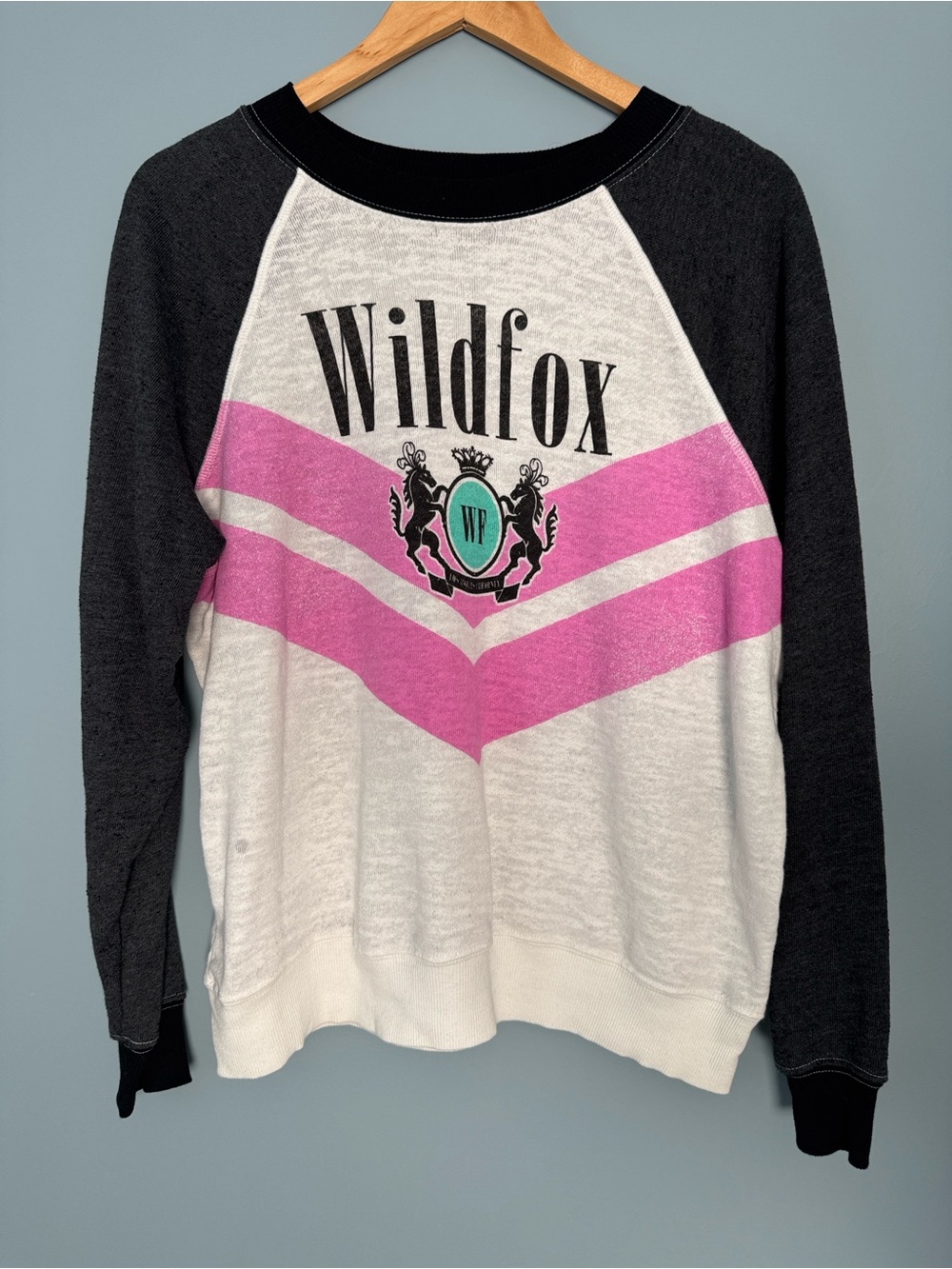 Wildfox Black and White Crewneck Crest Sweatshirt